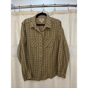Woolrich Womens Button Down Long Sleeve Flannel Plaid Size XL Collard